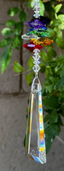 rainbow crystals and fluted glass prism suncatcher
