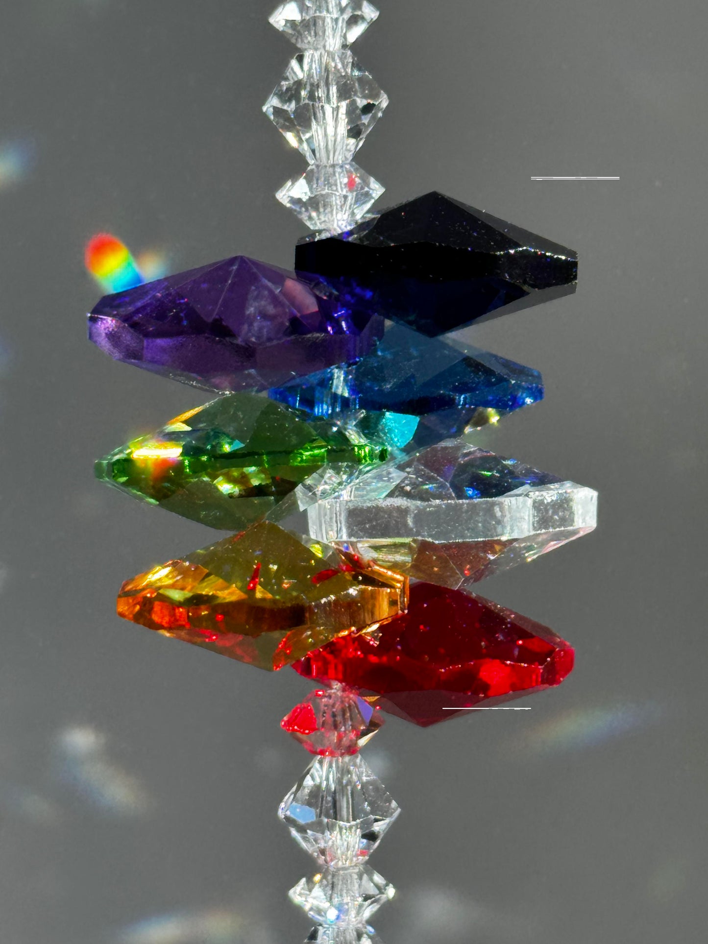 close up of rainbow suncatcher