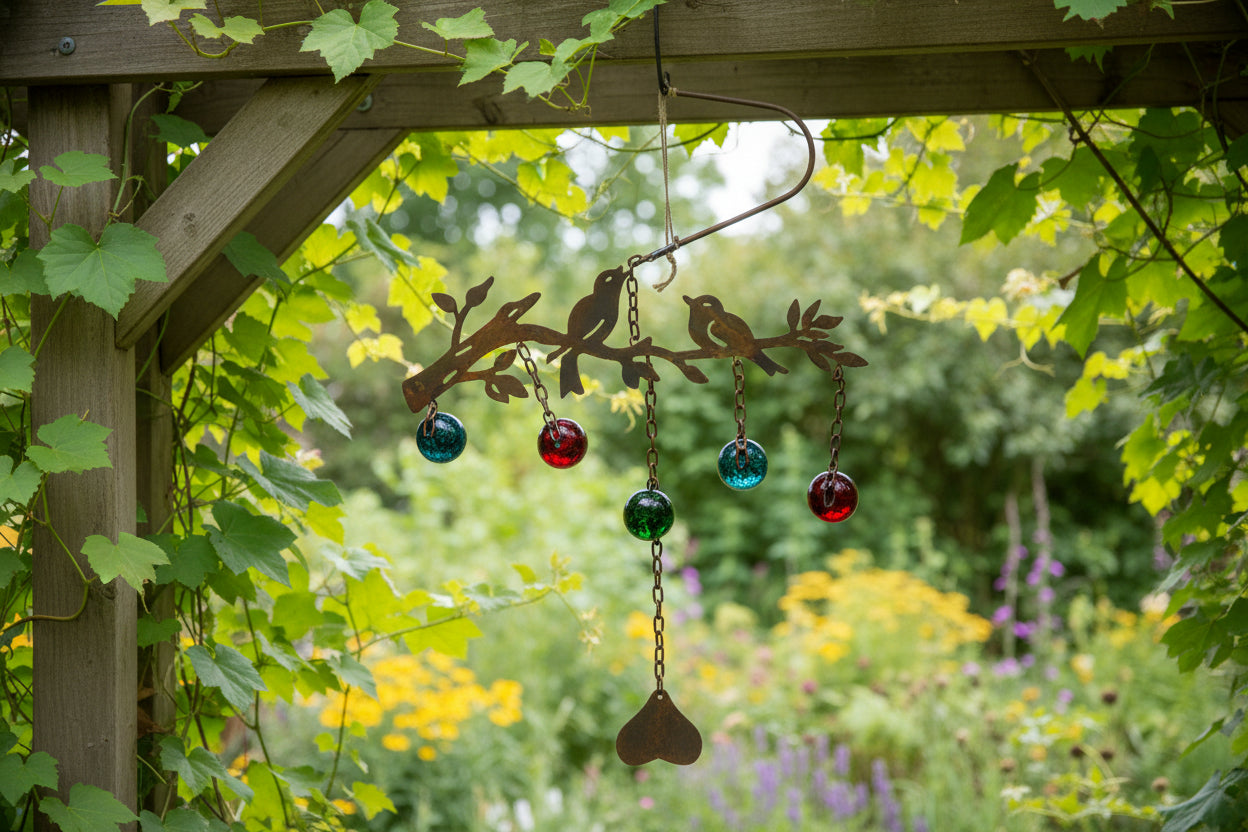 metal bird wind chime