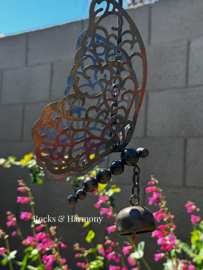 flamed metal butterfly hanging decor