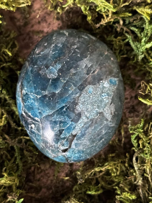 blue apatite palm stone