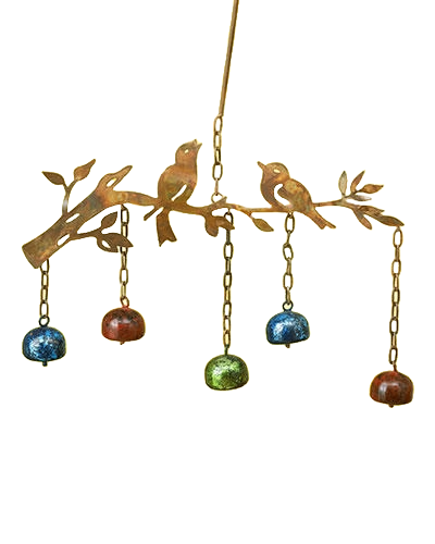 metal birds and bells garden wind chime