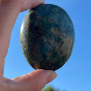blue apatite palm stone