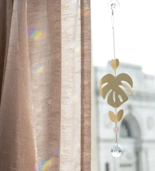 Suncatcher - Monstera Leaf & Crystal Prism