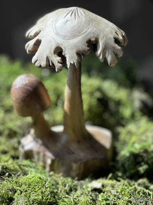 Carved Wooden Mushrooms Home Decor