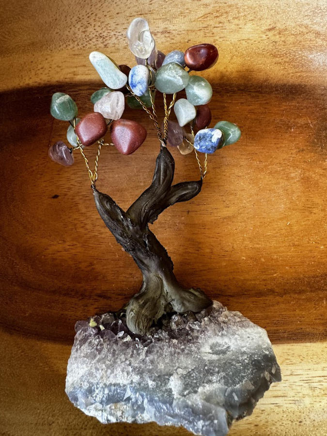 Bonsai Gem Tree with Natural Stone and Amethyst Base