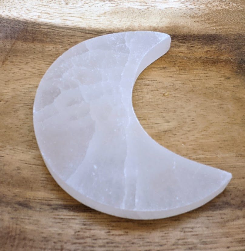 Satin Spar Selenite Natural - Crescent Moon Shape Stone