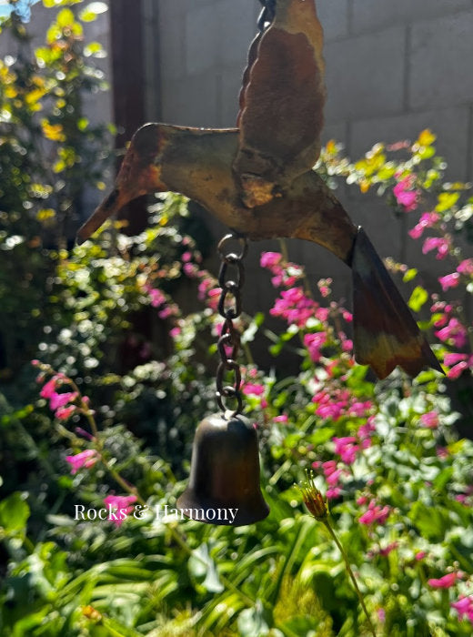 metal hummingbird chime garden art