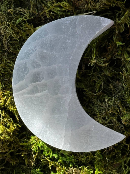 Satin Spar Selenite Natural - Crescent Moon Shape Stone