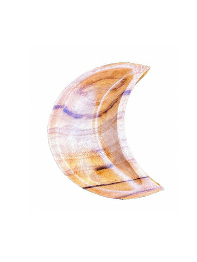 teak wood crescent moon tray