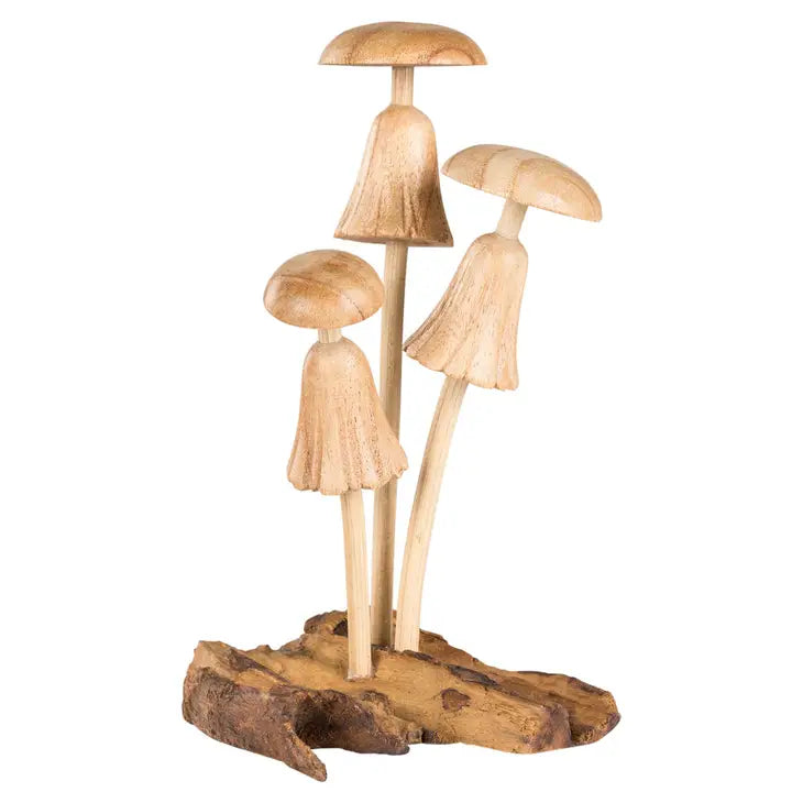 wooden carved mushrooms
